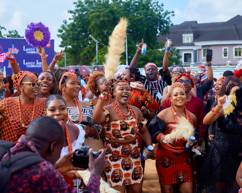 Ladies cheering at a cultural event 5