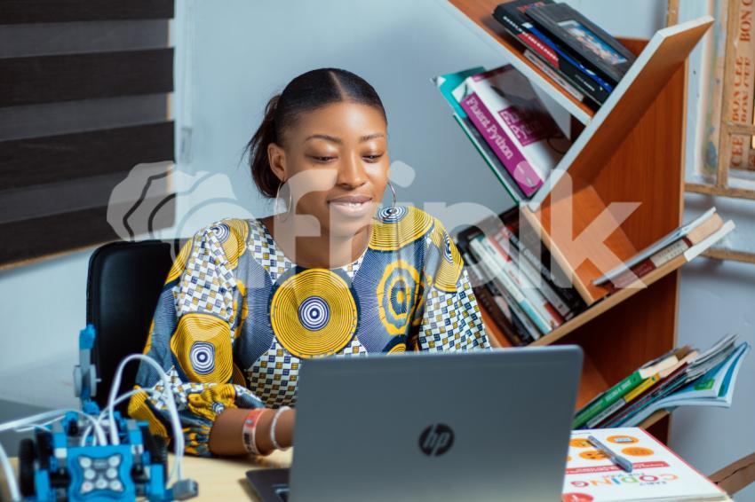 Girl on her laptop working