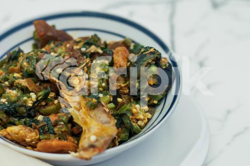 A plate of seafood okro