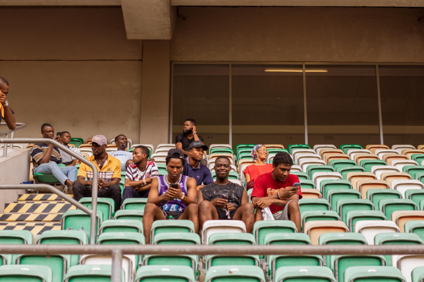 Boys chilling in stadium