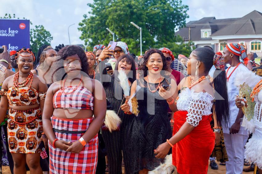 Ladies cheering at a cultural event