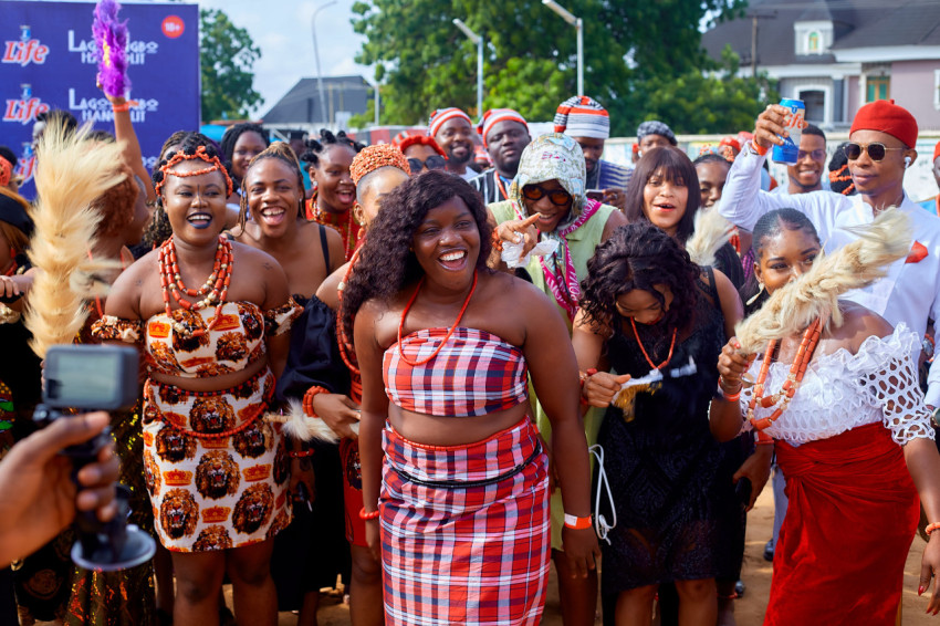 Ladies cheering at a cultural event 2