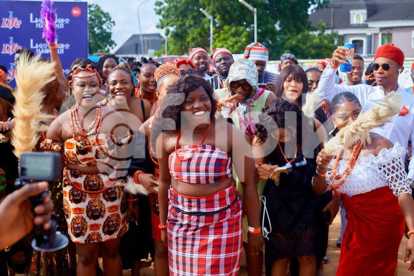 Ladies cheering at a cultural event 2