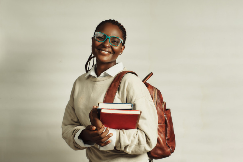 School girl smiling