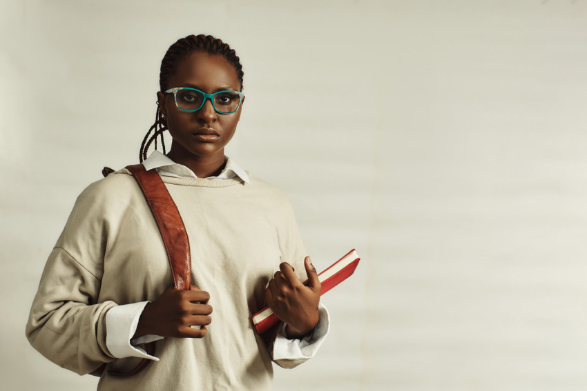 School girl with book