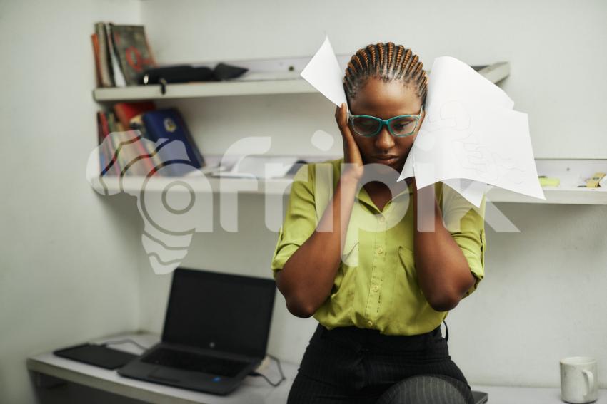 Girl stressed at the office