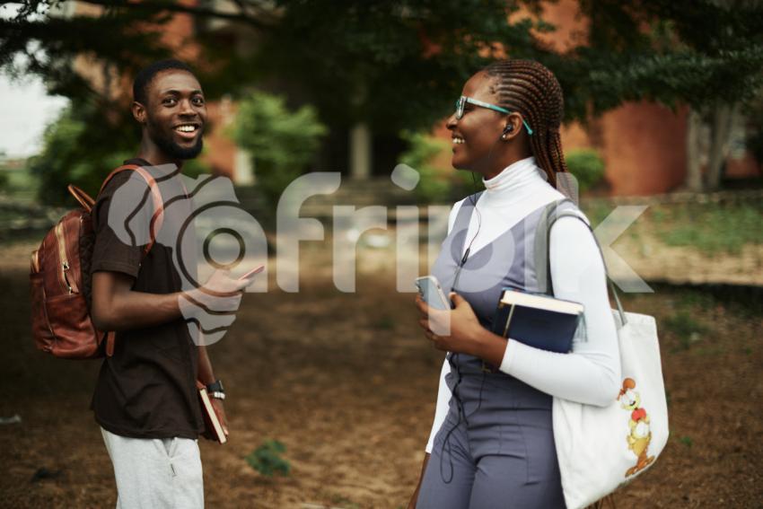 Boy and girl smiling