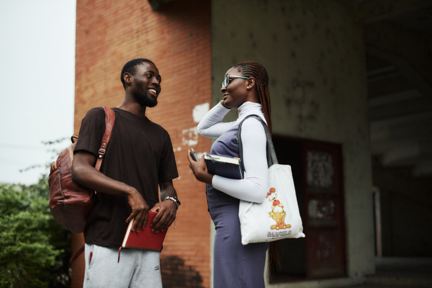 Students talking to each other