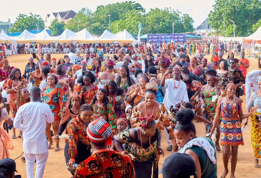 People at an outdoor cultural event