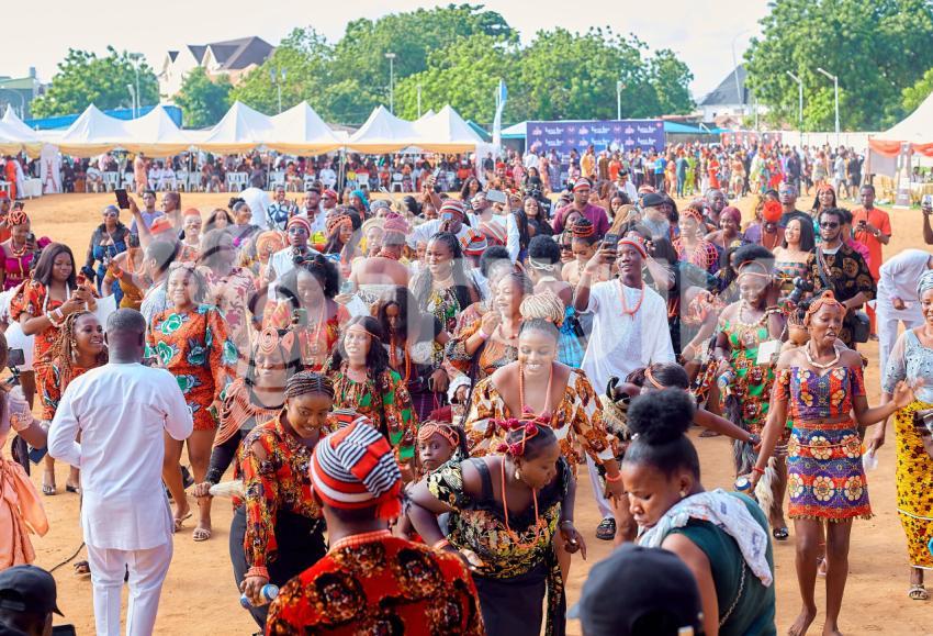 People at an outdoor cultural event