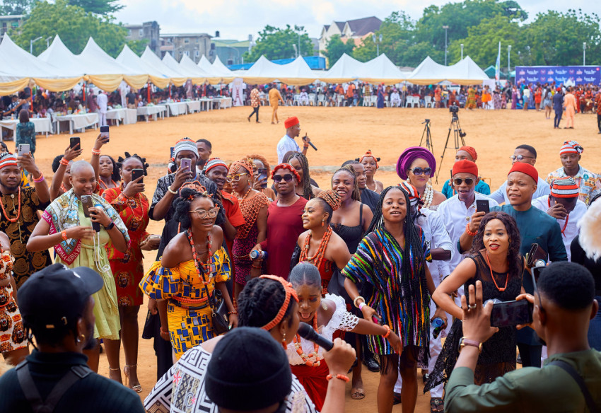 People at a traditional outdoor event