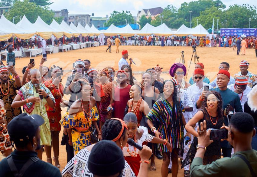 People at a traditional outdoor event