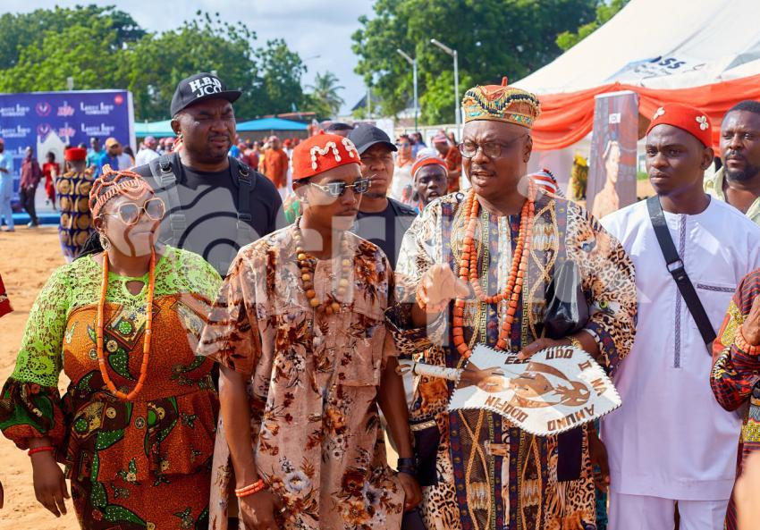 A traditional ruler talking to his subjects
