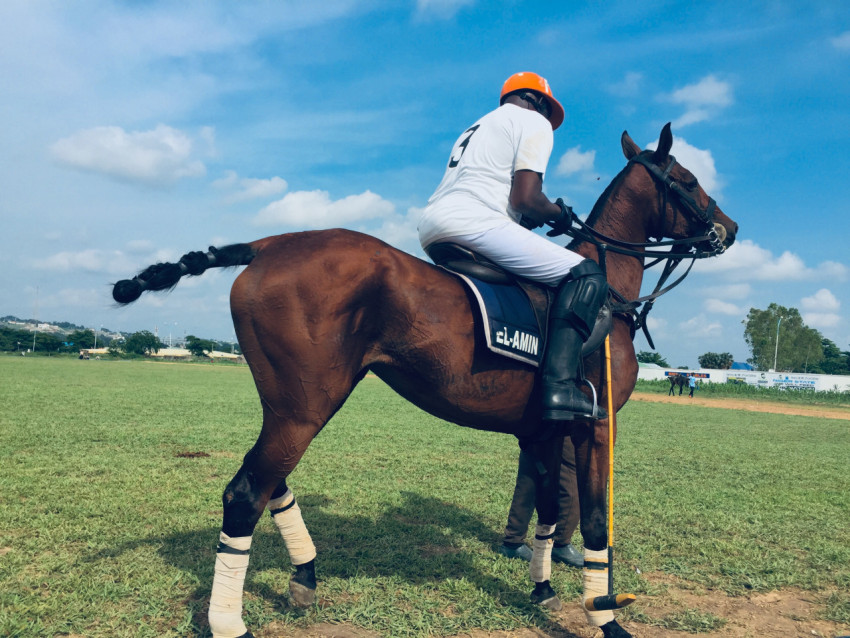 A polo player on his horseback