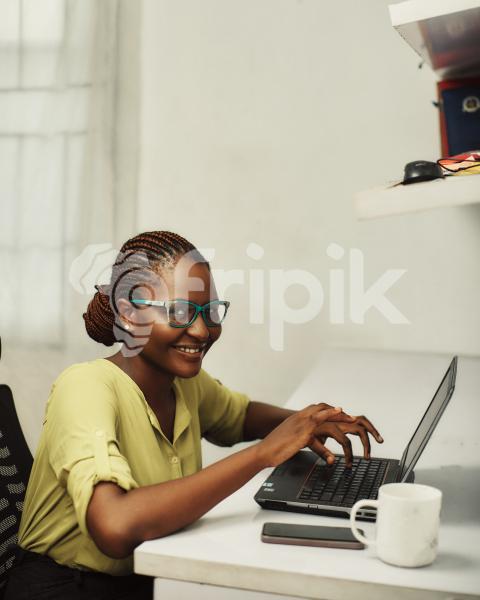 Girl in office smiling