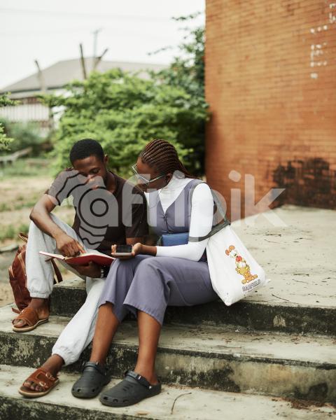 Students reading together
