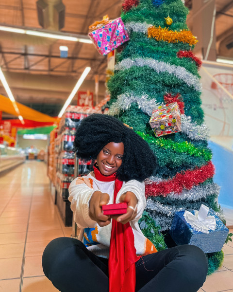 Girl with christmas present