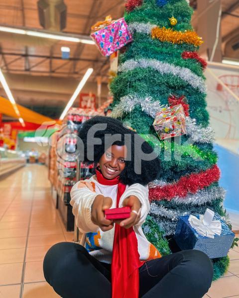 Girl with christmas present