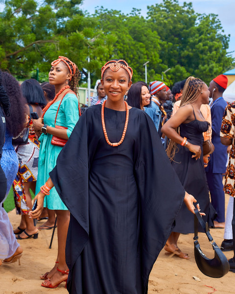 Girl on traditional beads