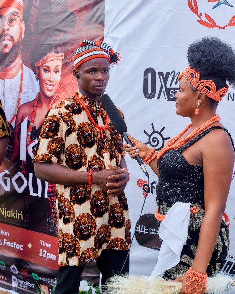 Boy and girl in traditional outfits