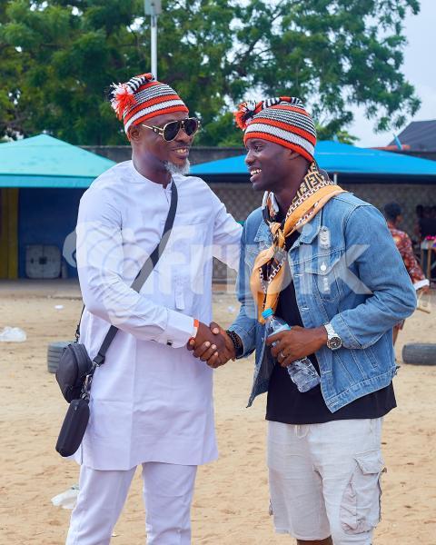 Men greeting cheerfully