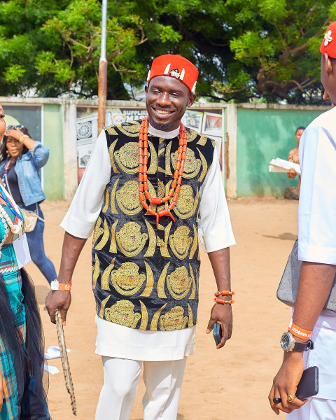 A happy man in chieftaincy attire