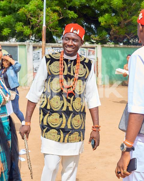 A happy man in chieftaincy attire