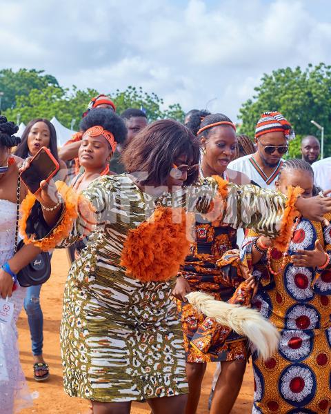 Ladies dancing in traditional attire