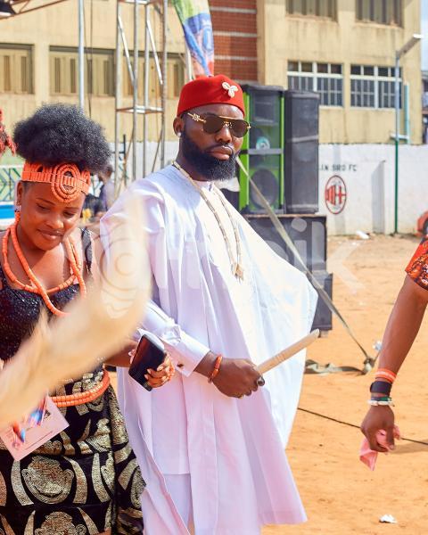 Girl and boy in traditional outfits