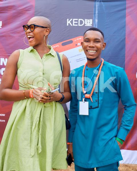 A cheerful boy and girl