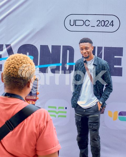 Boy at a photo stand