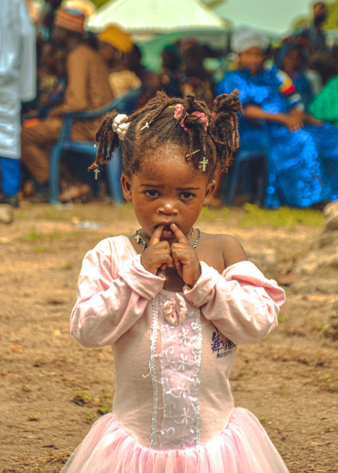 Little Girl Pink Dress and Dreadlock