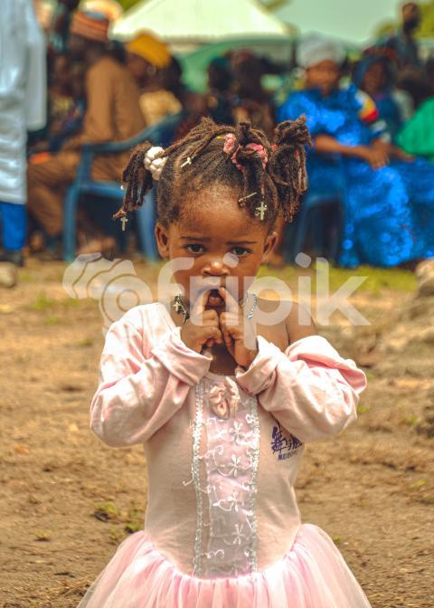 Little Girl Pink Dress and Dreadlock