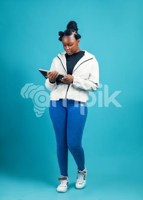 Girl pressing her laptop