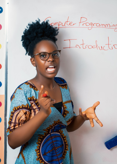 Female teacher teaching