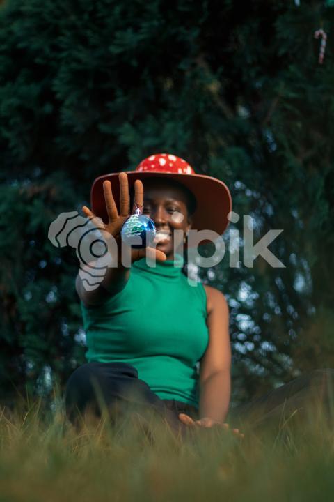 Girl with christmas ball 1
