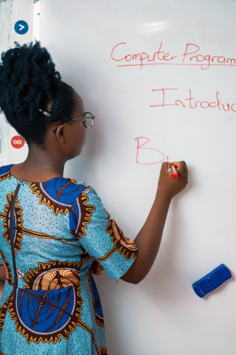 Teacher writing on a whiteboard