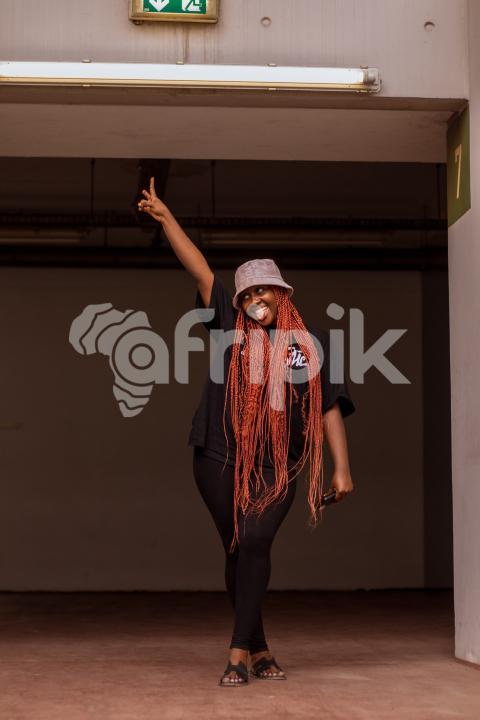 Cheerful girl standing