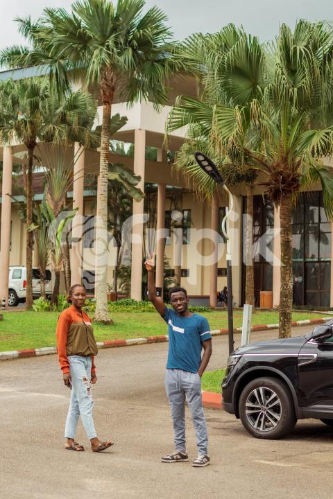 Boy and girl standing