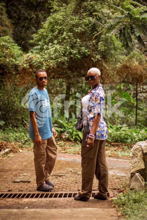 Boy and girl in the woods