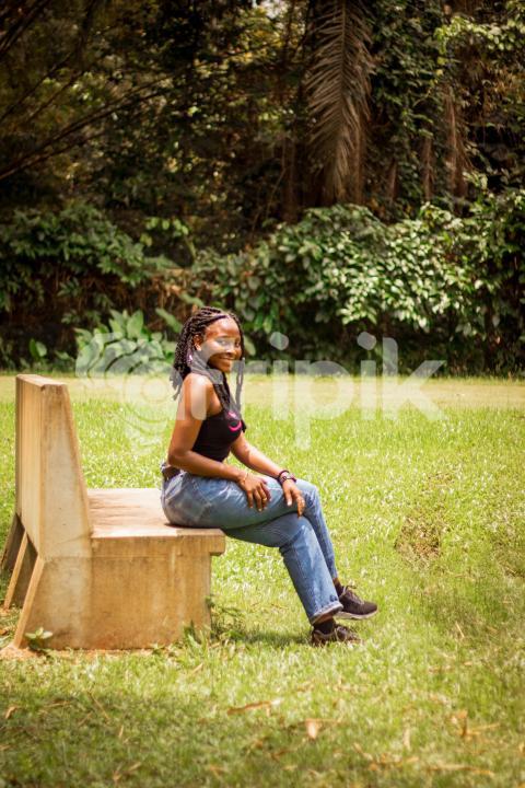 Cute girl sitting on bench