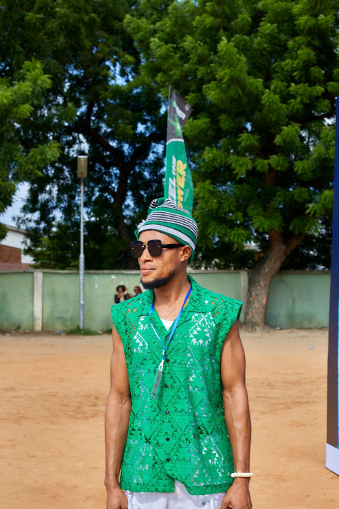 Boy wearing an Ankara shirt